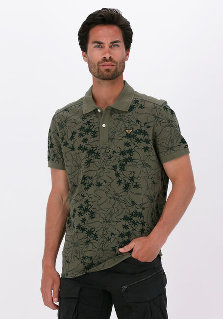 Olive PME LEGEND Polo-Shirt SHORT SLEEVE POLO LIGHT PIQUE SUSTAINABLE AOP - large
