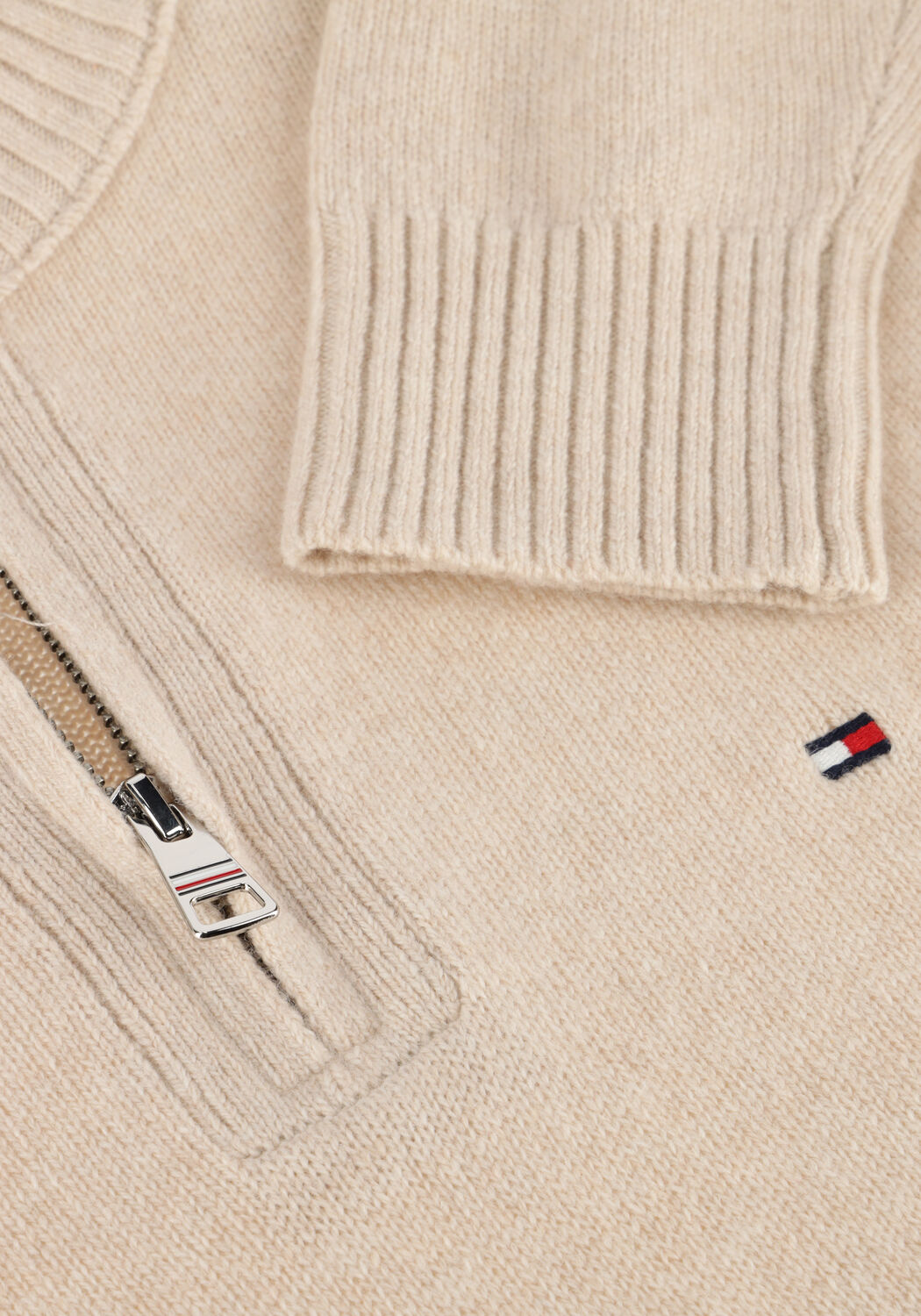 Ecru TOMMY HILFIGER Pullover LAMBSWOOL ZIP MOCK - large