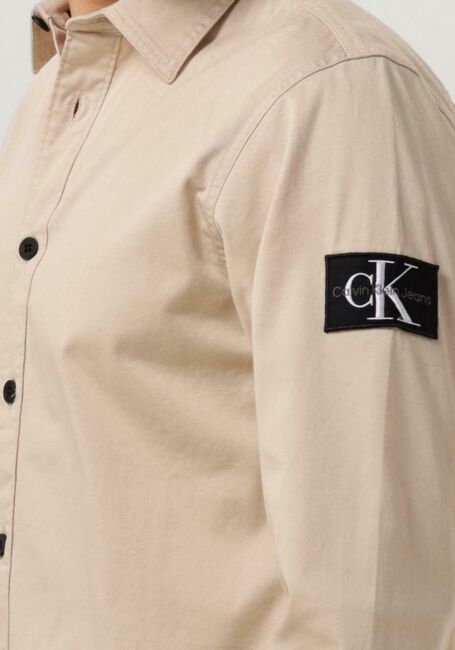 Beige CALVIN KLEIN Overshirt MONOLOGO BADGE RELAXED SHIRT - large