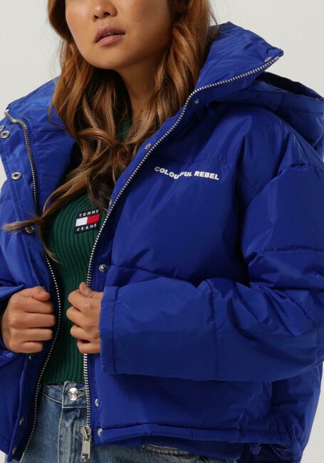 Blaue COLOURFUL REBEL Wattierte Jack RUYA CROPPED PUFFER JACKET - large