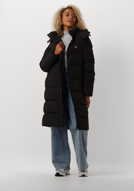 Schwarze CALVIN KLEIN Wattierte Jack MONOLOGO NON DOWN LONG PUFFER - large