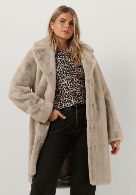 Ecru STAND STUDIO Fake-Fur-Jack CAMILLE COCOON COAT - large