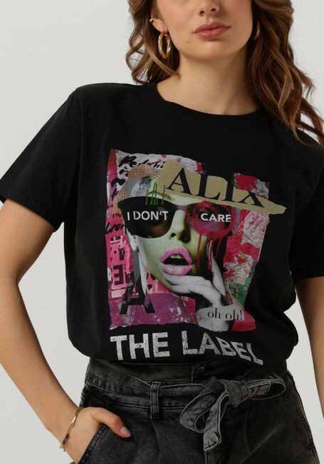 Schwarze ALIX THE LABEL T-shirt LADIES KNTTED COLLAGE T-SHRT - large