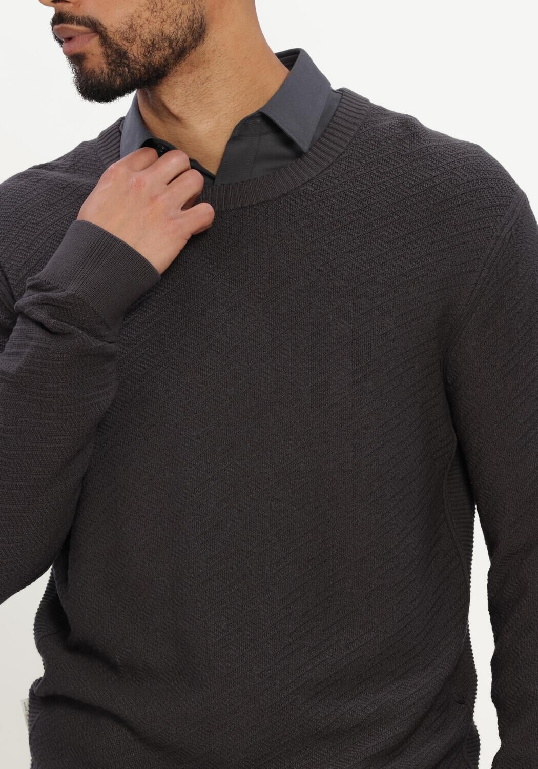 Dunkelgrau CAST IRON Pullover CREWNECK REGULAR FIT COMFORT BLEND - large