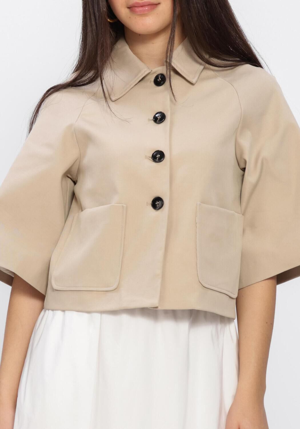 Beige NEO NOIR Trenchcoats ROSEMMA TRENCH MINI JACKET - large