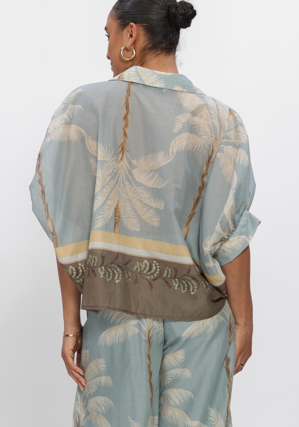 Blaue SUMMUM Blusen BLOUSE PALMTREE PRINT - large