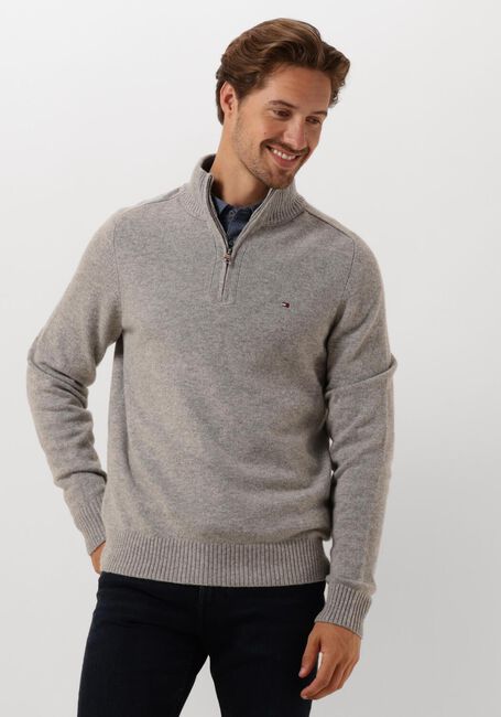 Hellgrau TOMMY HILFIGER Pullover LAMBSWOOL ZIP MOCK - large