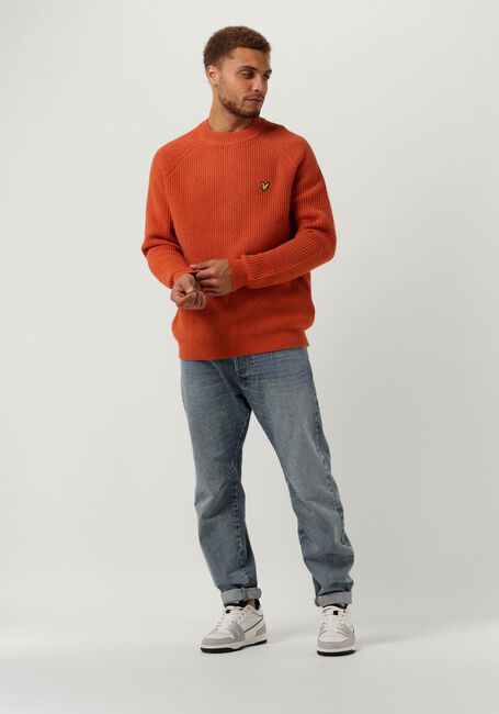 Orangene LYLE & SCOTT Pullover SHAKER STITCH MOCK NECK JUMPER - large