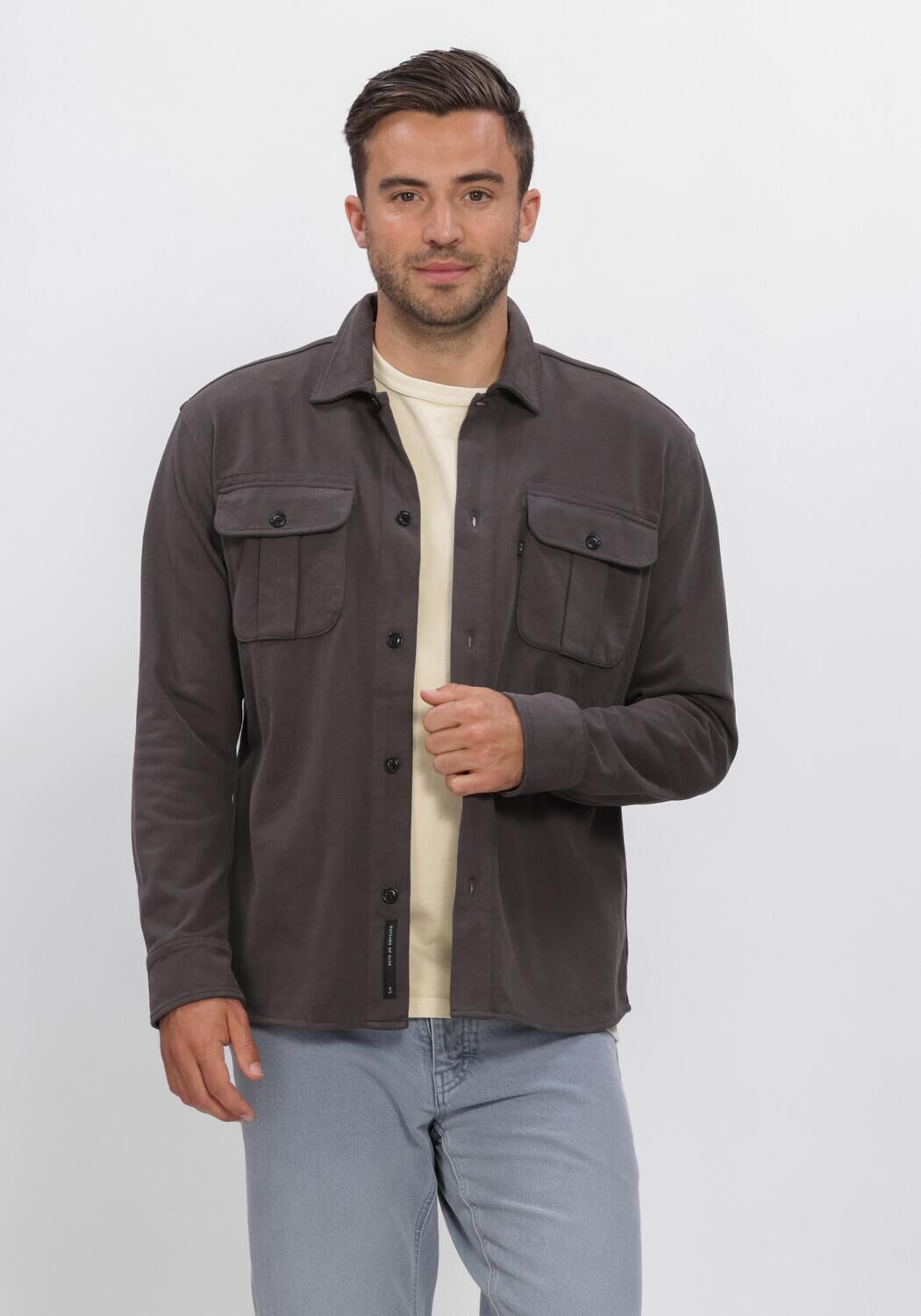Dunkelgrau BUTCHER OF BLUE Overshirt PHIL PEACHED JERSEY OVERSHIRT - large