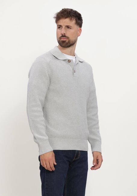 Graue SELECTED MEN Pullover SLMPIM LS KNIT POLO CAMP - large