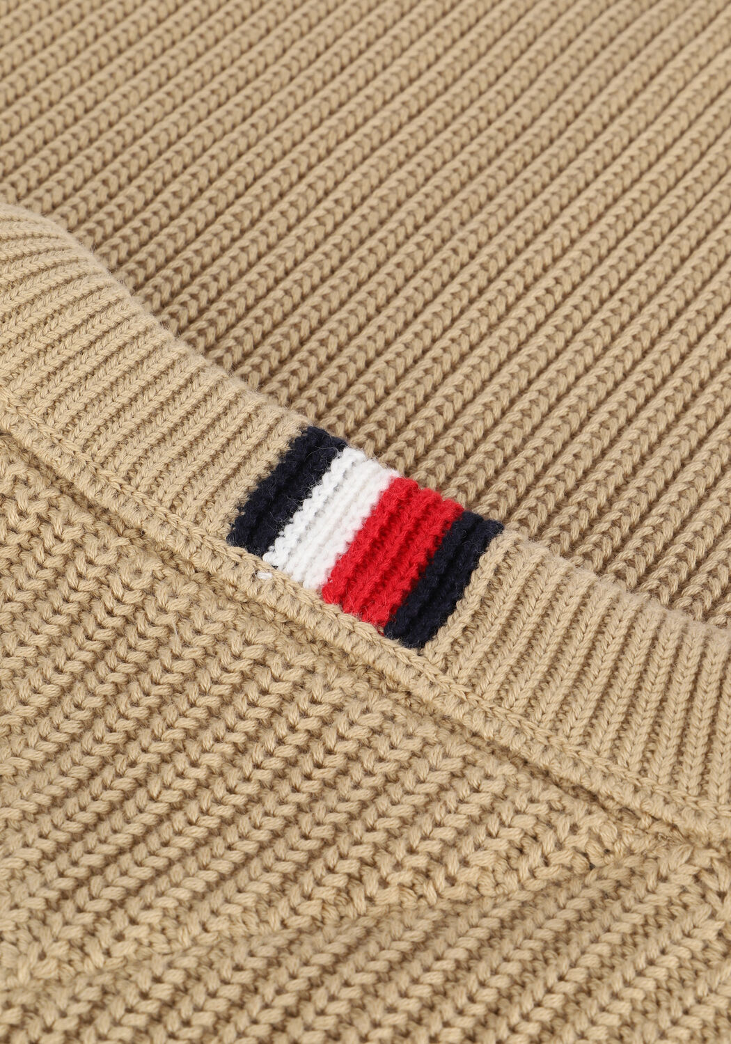 Camelfarbene TOMMY HILFIGER Pullover RIB TEXTURE CREW NECK - large