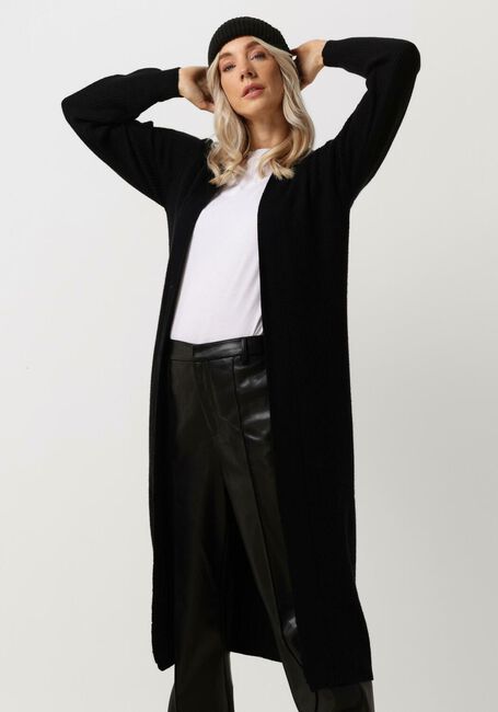Schwarze OBJECT Strickjacke MALENA L/S KNIT LONG CARDIGAN - large