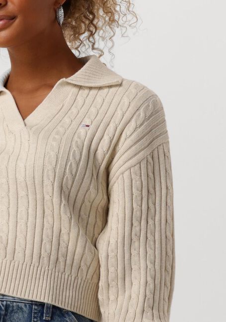 Beige TOMMY JEANS Pullover TJW CABLE RUGBY SWEATER - large