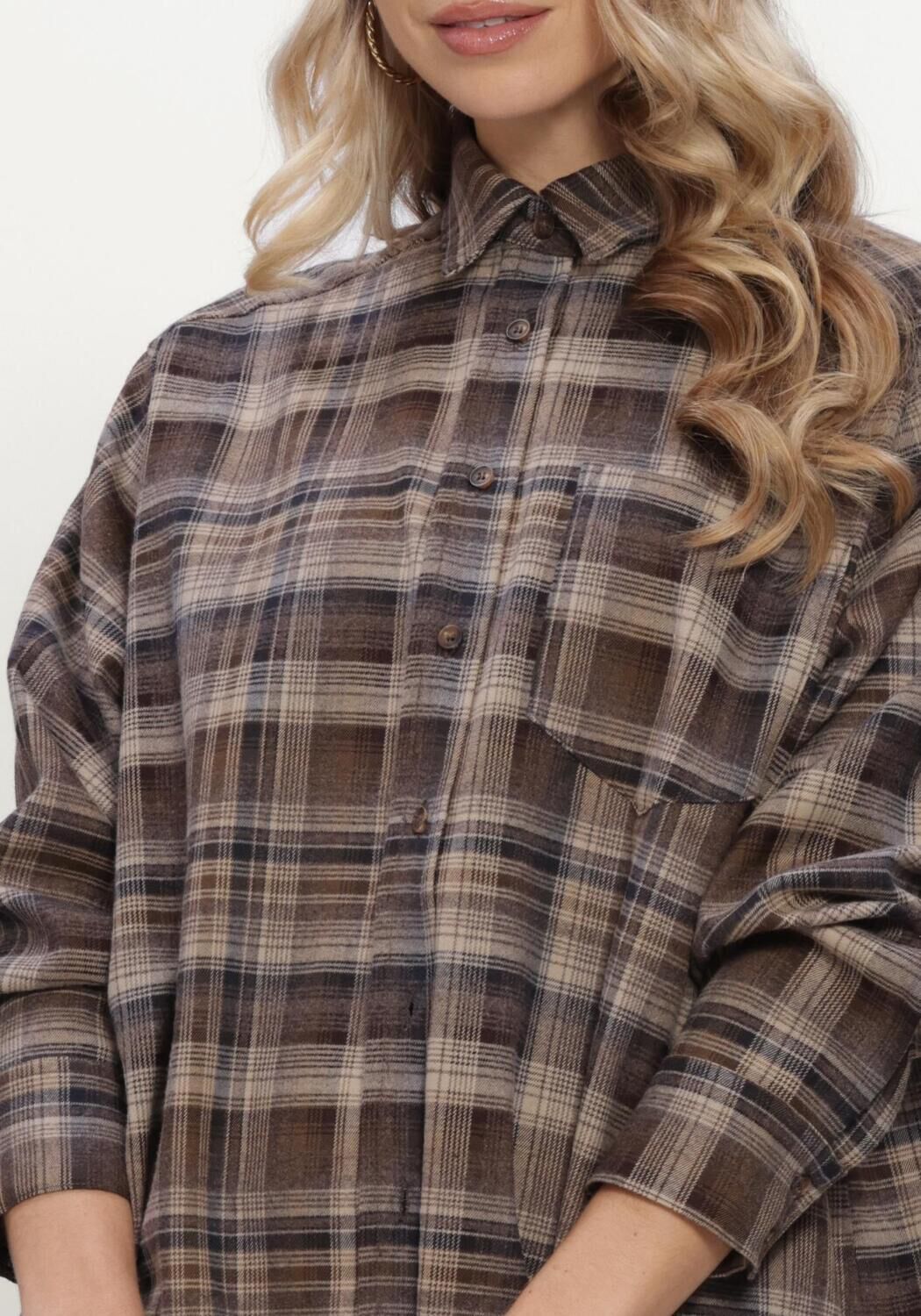 Taupe NEO NOIR Blusen DALMA FLANNEL CHECK SHIRT - large