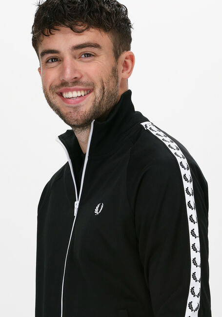 Schwarze FRED PERRY Strickjacke TAPED TRACK JACKET - large