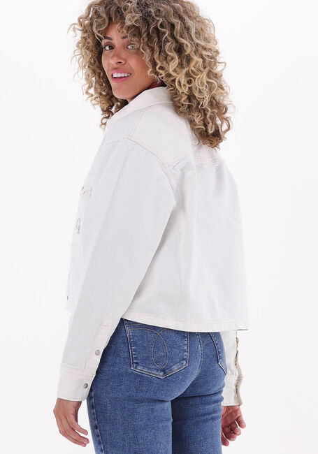 Weiße CALVIN KLEIN Jeansjacke CROPPED UTILITY SHIRT - large