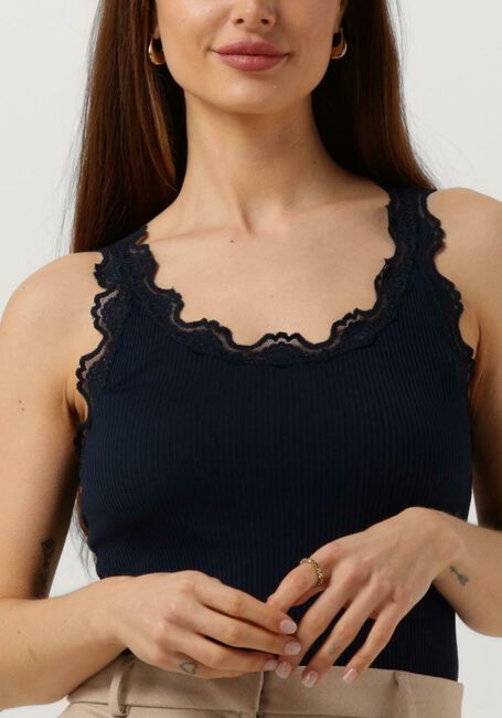 Dunkelblau ROSEMUNDE Top SILK TOP W/ LACE - large