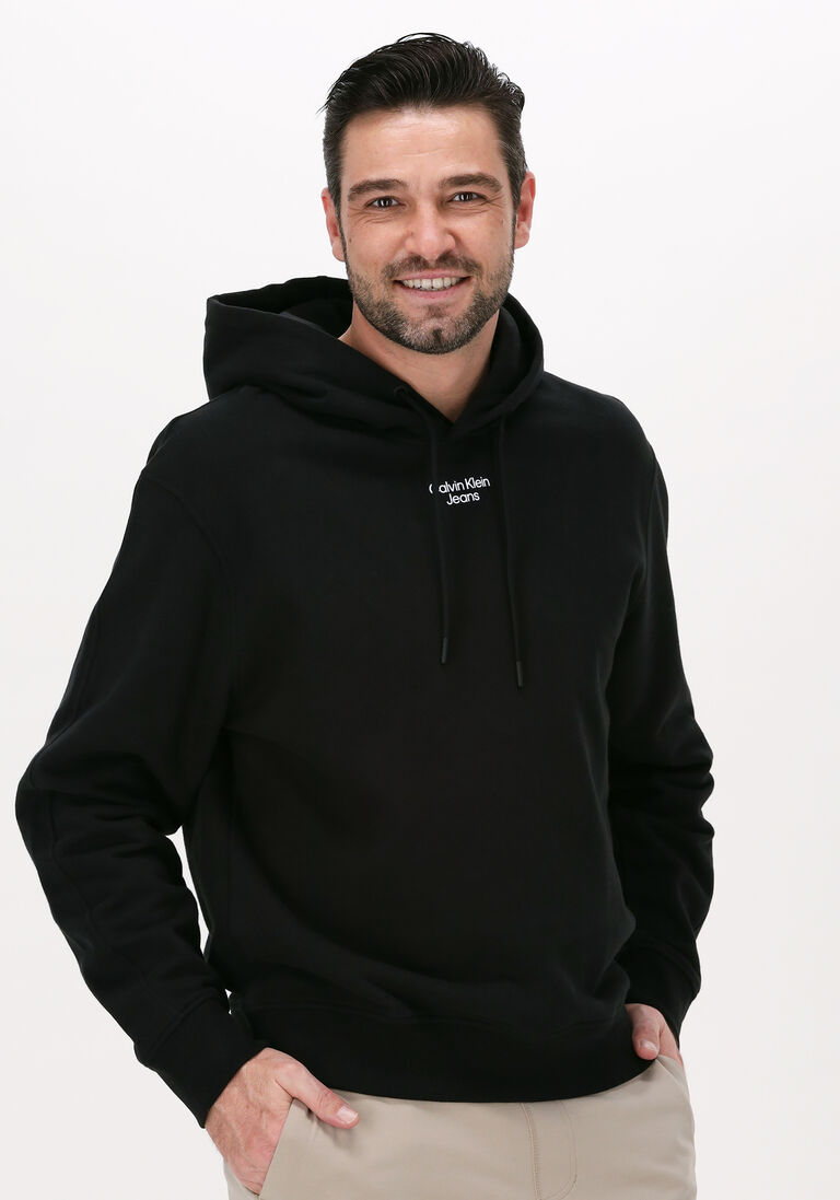 schwarze calvin klein sweatshirt stacked logo hoodie men