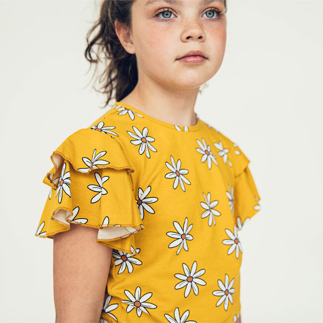 Ocker CARLIJNQ T-shirt FLOWER - RUFFLED SHIRT - large