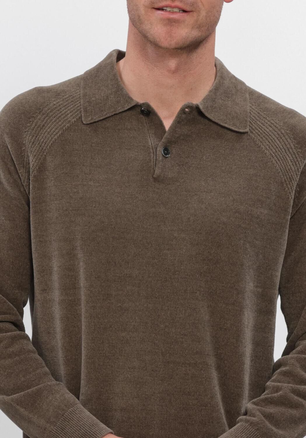 Braune PROFUOMO Pullover POLO LS CHENILLE - large