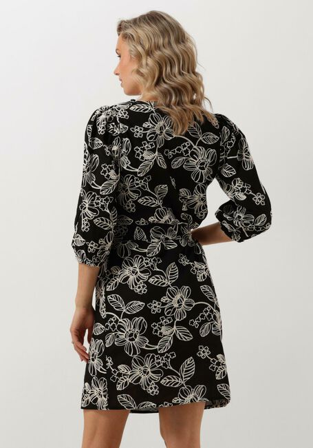 Schwarze JANSEN AMSTERDAM Midikleid WGE517 EMBROIDERED DRESS 3/4 SLEEVE V-NECK - large
