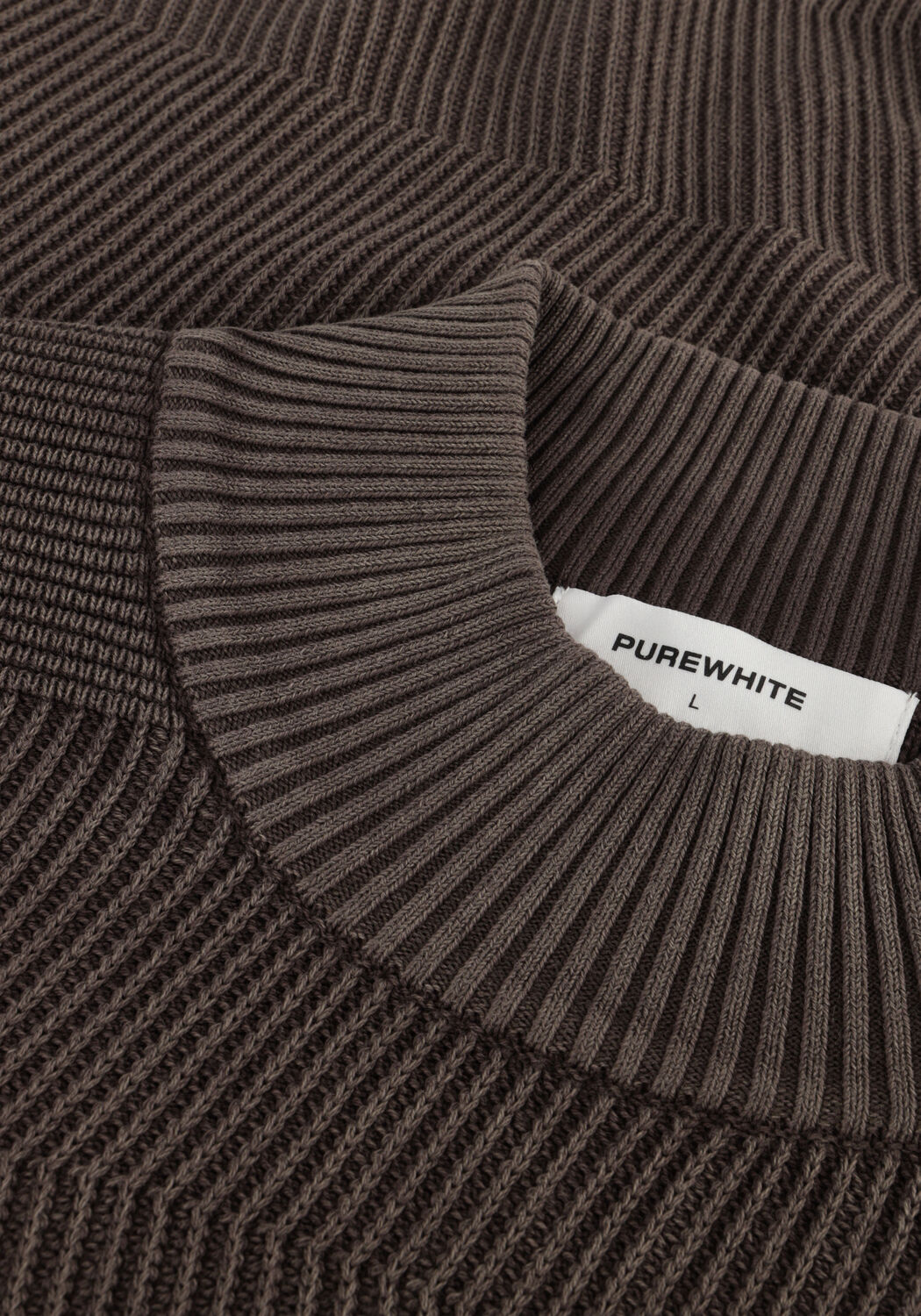 Braune PUREWHITE Pullover JAQUARD WASHED MOCKNECK - large