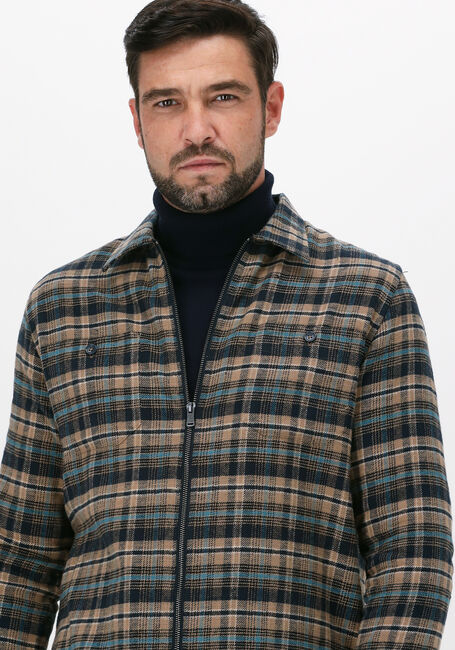 Khaki DSTREZZED Overshirt SHIRT JACKET ZIP FLANNEL CHECK - large