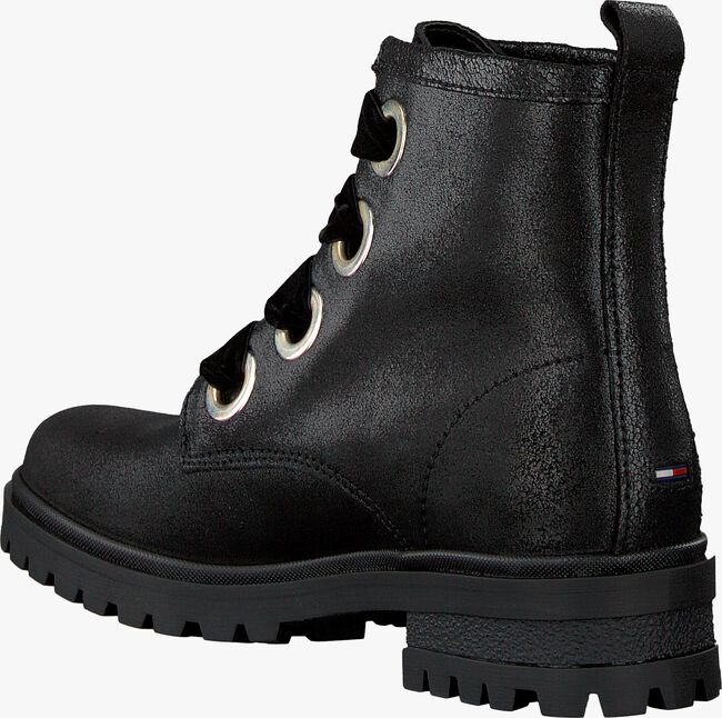 Schwarze TOMMY HILFIGER Schnürboots METALLIC CLEATED LACE UP BOOT - large