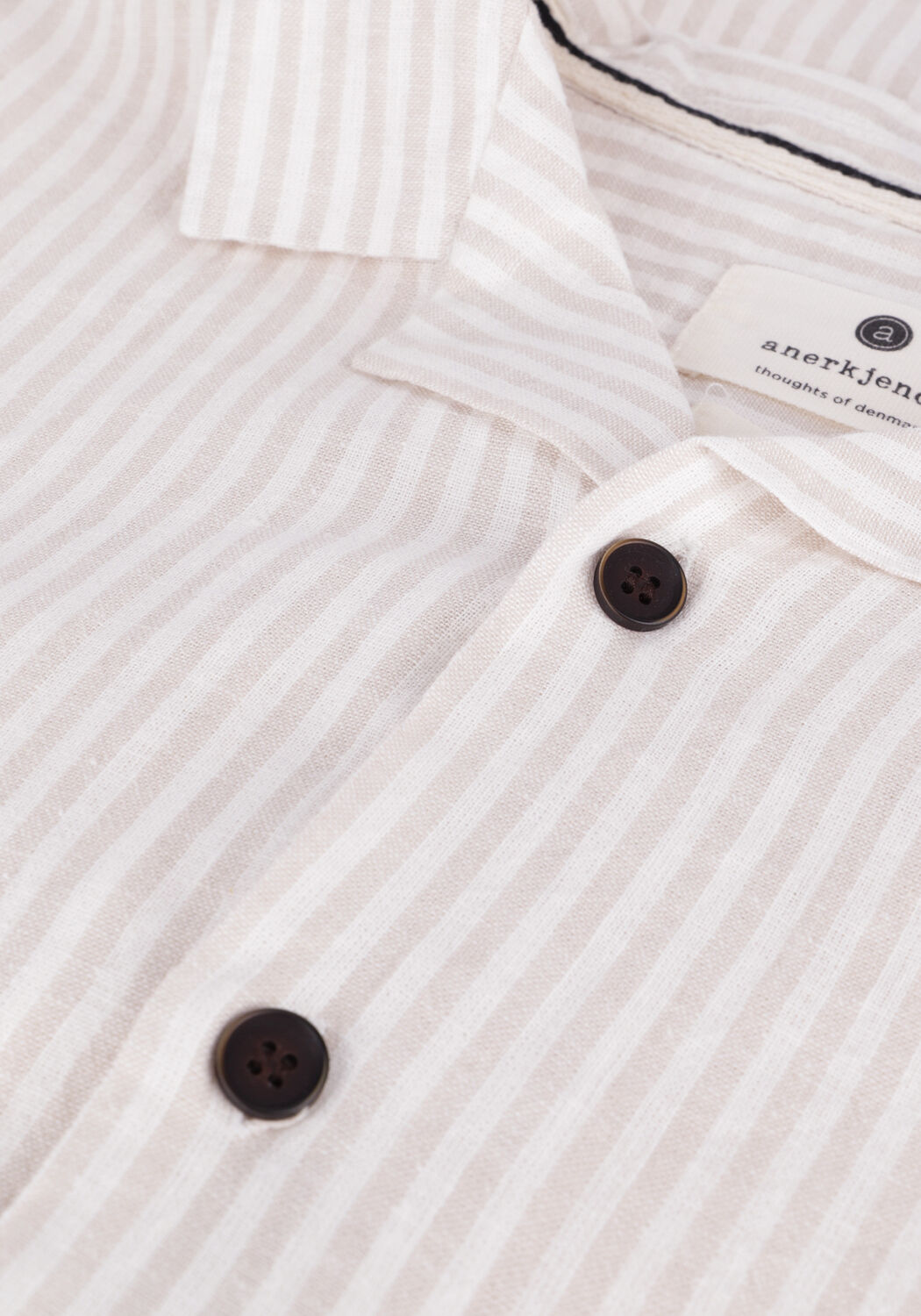 Beige ANERKJENDT Casual-Oberhemd AKLEO COT/LIN STRIPE SHIRT - large