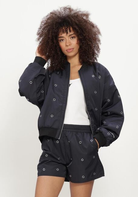 Dunkelblau ALIX THE LABEL Jack LADIES WOVEN EYELET BOMBER - large