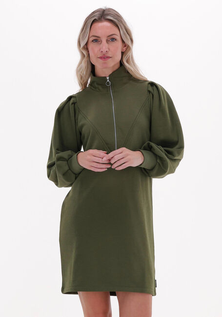 Grüne SCOTCH & SODA Minikleid ZIPPED NECK SWEAT DRESS WITH PUFFED SLEEVES - large