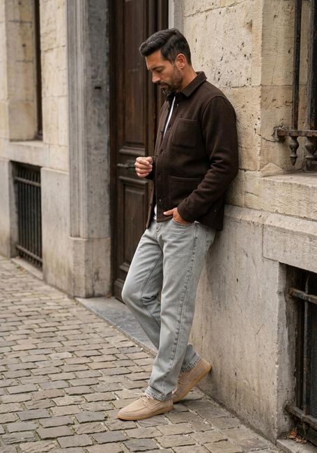 Braune LES DEUX Overshirt JASON SOLID WOOL OVERSHIRT - large