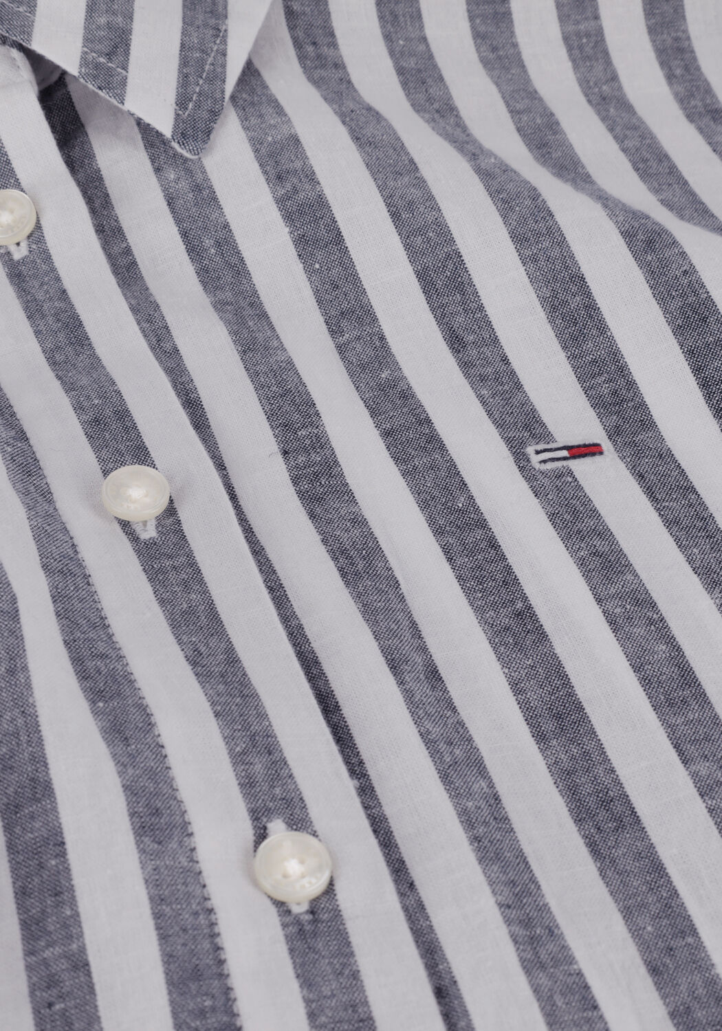 Blaue TOMMY JEANS Blusen TJW STRIPED LINEN BLEND BF SHIRT - large