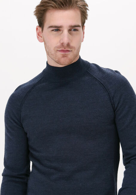 Dunkelblau CAST IRON Pullover MOCK NECK TECH MERINO - large