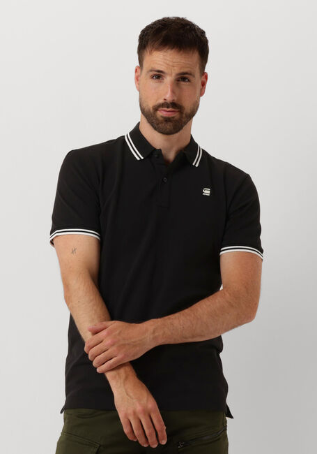 Schwarze G-STAR RAW Polo-Shirt DUNDA SLIM STRIPE POLO S/S - large
