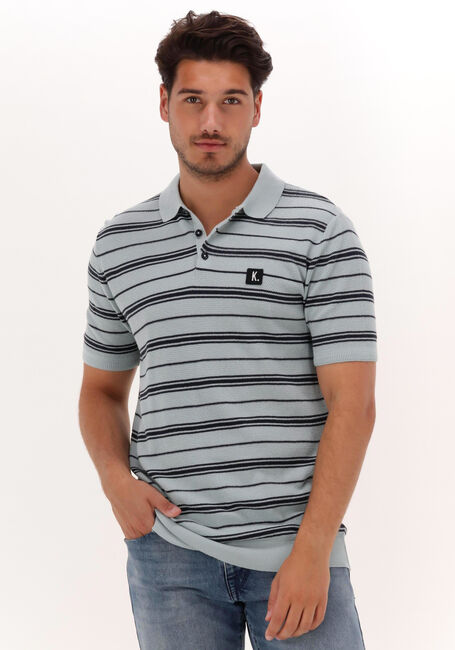 Hellblau KULTIVATE Polo-Shirt PL KONOS STRIPES - large