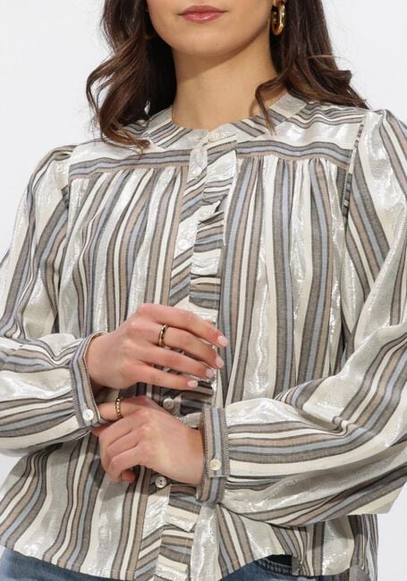 Silberne SUMMUM Blusen BLOUSE SILVER STRIPE - large