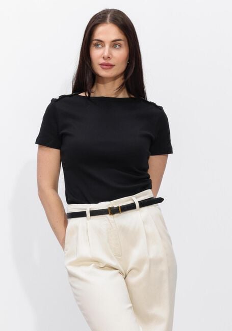 Schwarze TOMMY HILFIGER Top GOLD BUTTON SLIM SS TEE - large