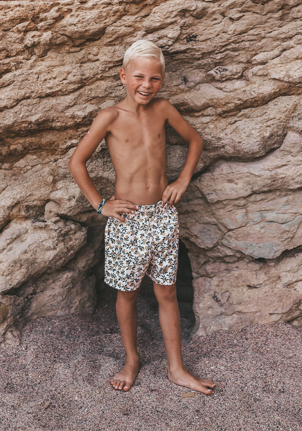 Beige SALTED STORIES Badehosen LEMONS SWIM SHORTS - large