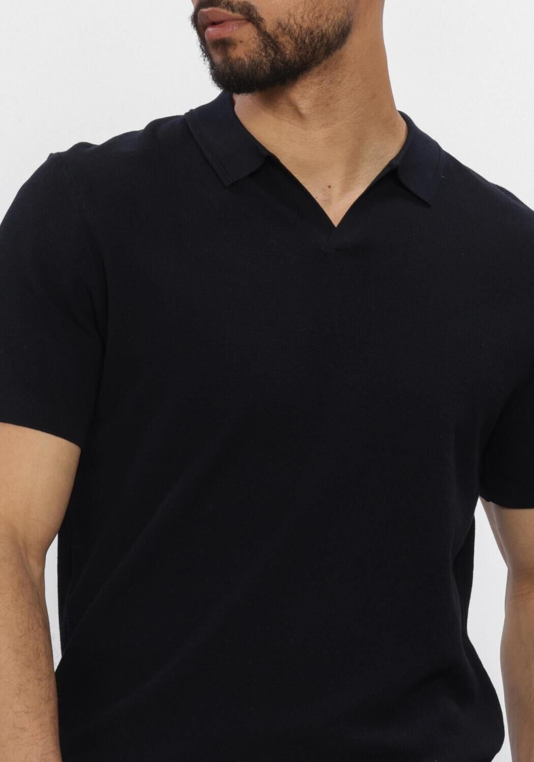 Dunkelblau PROFUOMO Polo-Shirt POLO OPEN COLLAR LUXURY BASIC - large