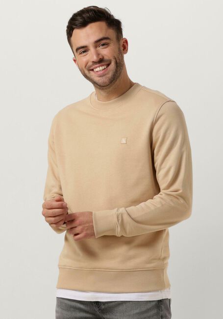 Sand CALVIN KLEIN Pullover CK EMBRO BADGE CREW NECK - large