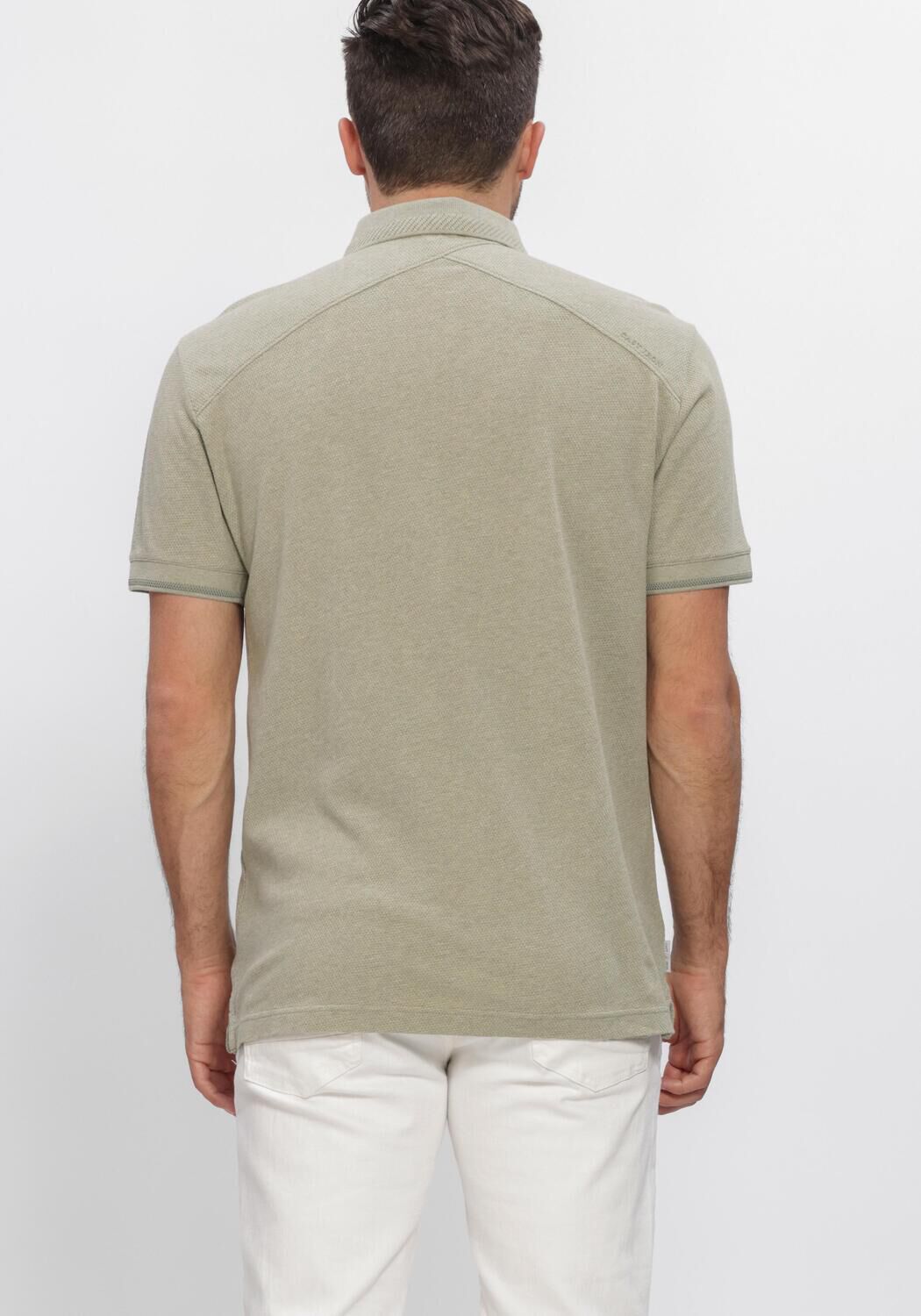 Khaki CAST IRON Polo-Shirt SHORT SLEEVE POLO SLIM FIT POPCORN JERSEY MELANGE - large