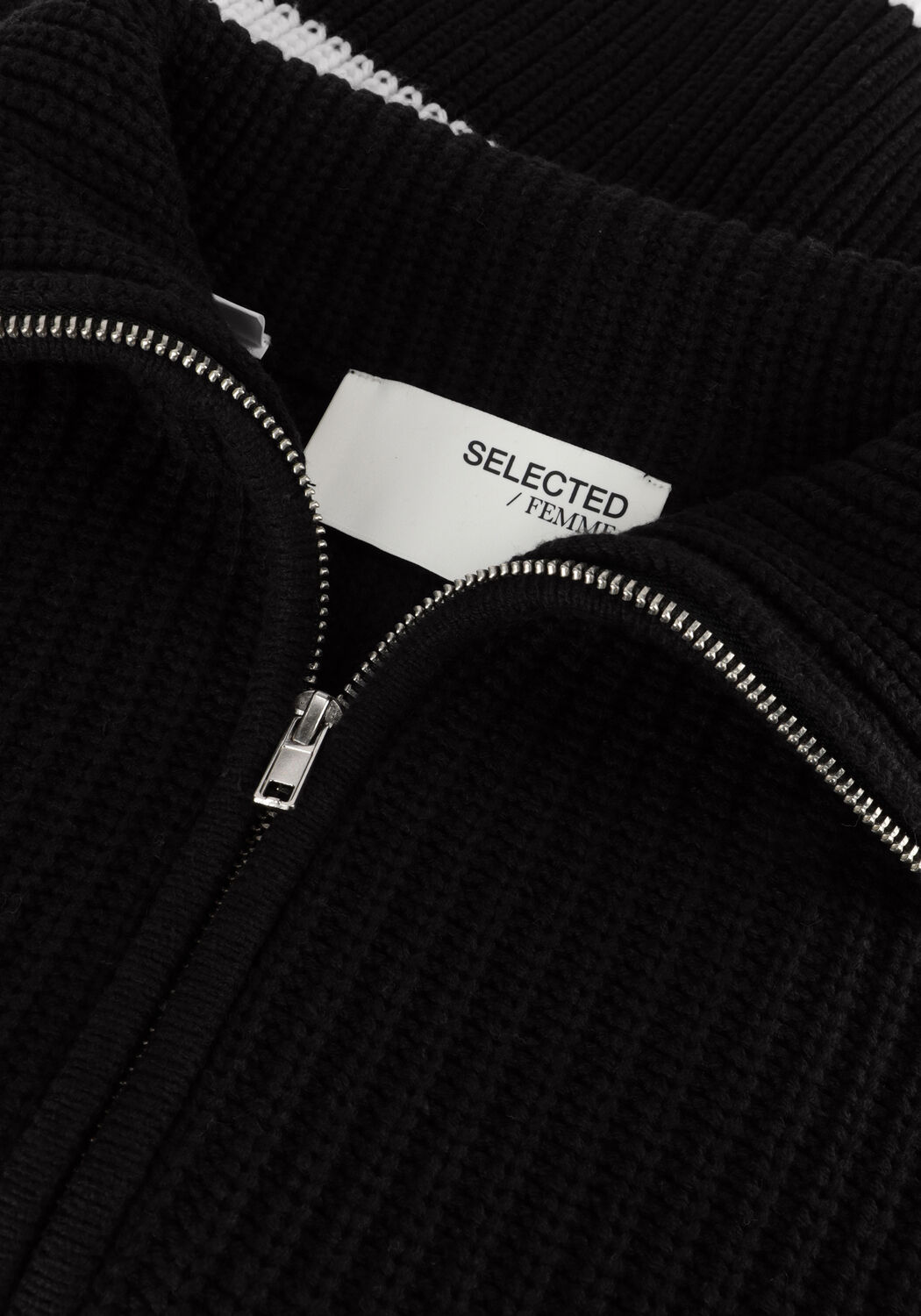 Schwarze SELECTED WOMEN Pullover SLFBOOMIE LS KNIT HALF ZIP - large