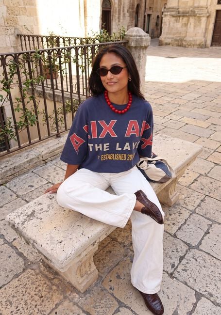 Blaue ALIX THE LABEL Tops & T-shirts LADIES KNITTED BIG ALIX ALIX T-SHIRT - large