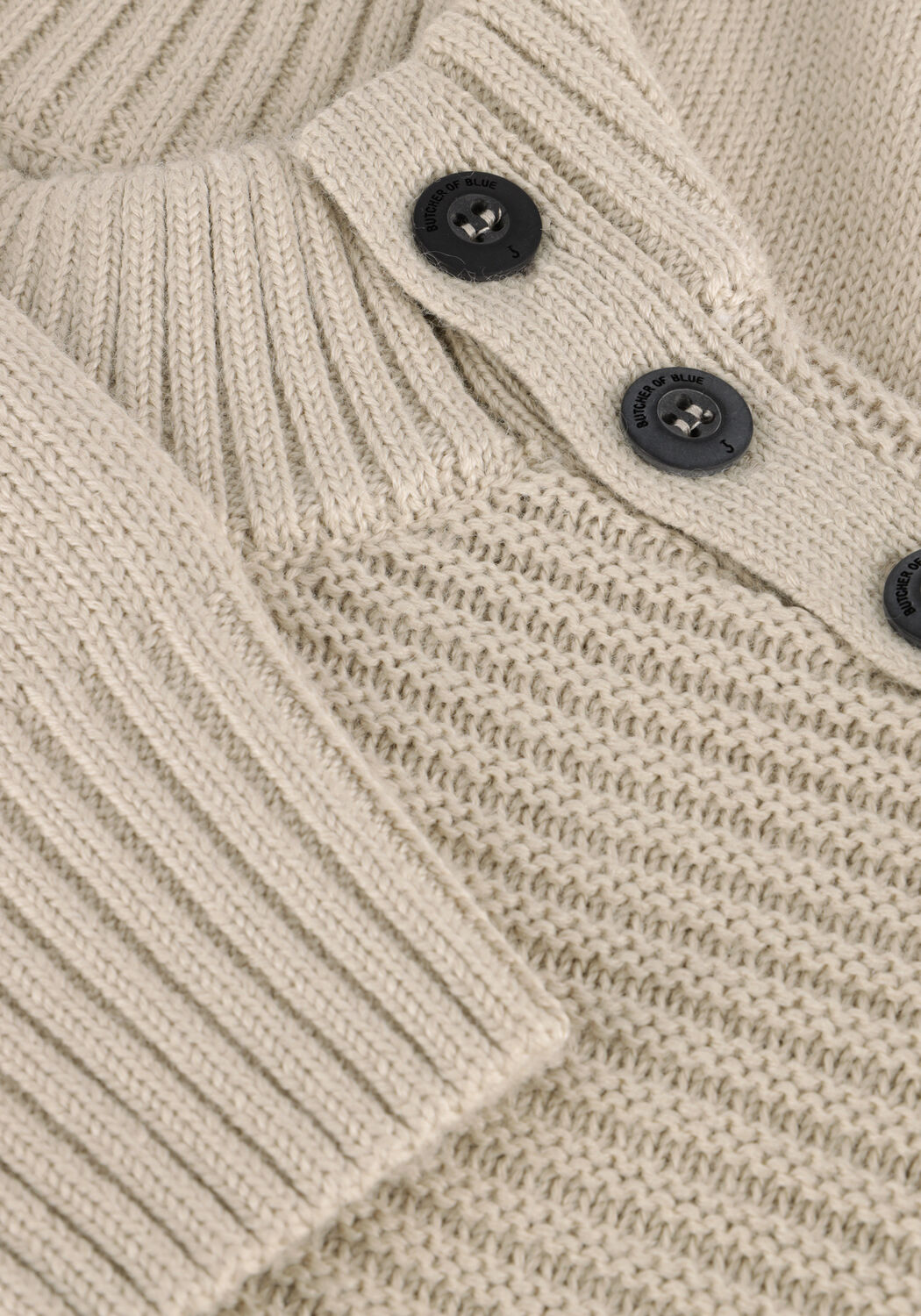 Beige BUTCHER OF BLUE Pullover MORRIS MOCK BTN - large