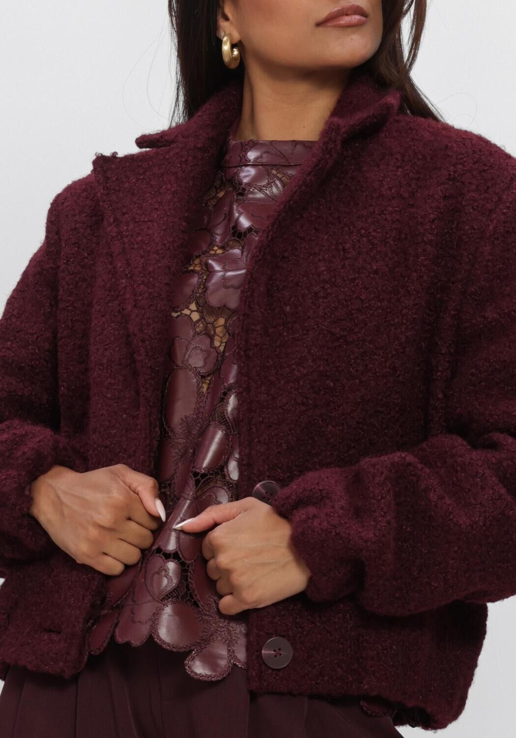 Bordeaux NUKUS Teddy-Jacke MADELIN JACKET BOUCLE - large