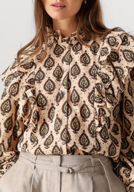 Beige SUMMUM Blusen LONGSLEEVE BLOUSE PRINT BRODERY - large
