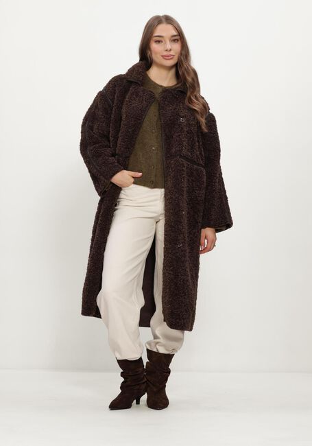 Braune NEO NOIR Teddy-Jacke SENTA FAUX FUR COAT - large
