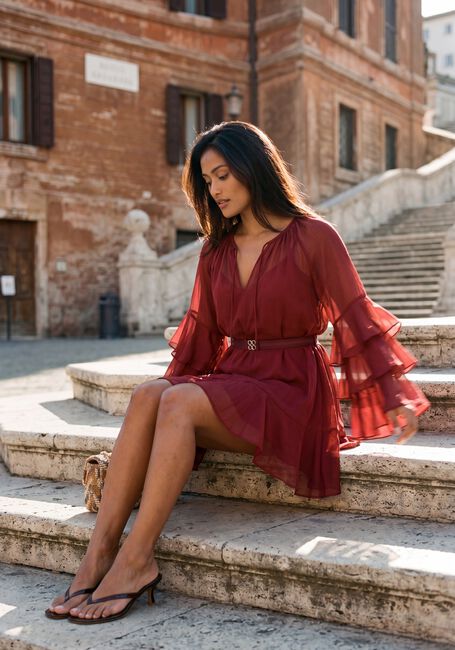 Bordeaux DANTE6 Minikleid SOLSTICE BOHO CHIFFON SHORT DRESS - large