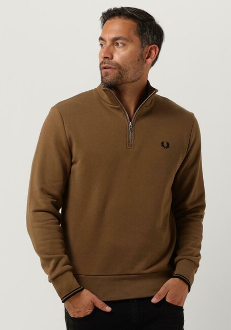 Camelfarbene FRED PERRY Sweatshirt HALF ZIP SWEATSHIRT - large